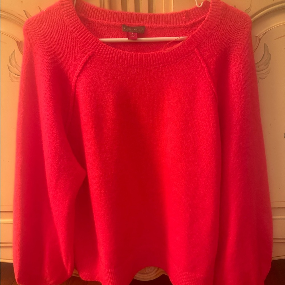 Vince Camuto Bright Pink Crew Neck Sweater Soft and Cozy